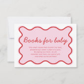 Invitation Livres Wavy Curvy rose et rouge Baby shower pour b (Devant)