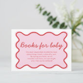 Invitation Livres Wavy Curvy rose et rouge Baby shower pour b (Debout devant)