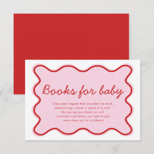 Invitation Livres Wavy Curvy rose et rouge Baby shower pour b