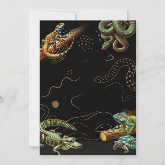 Invitation Lizard Serpent Turtle Reptile Dark Birthday Party (Dos)