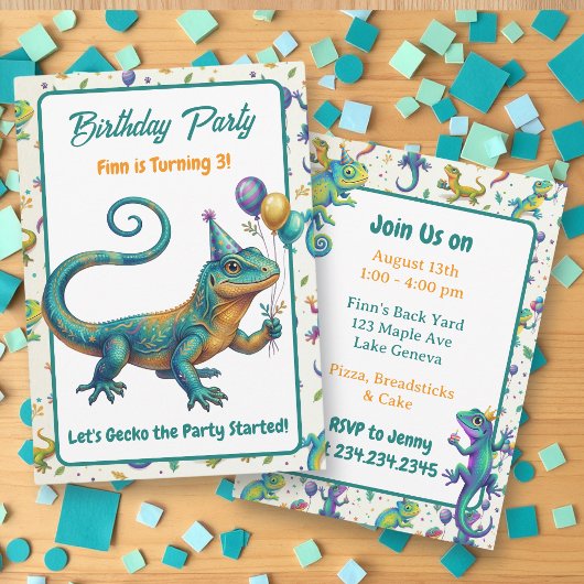 Invitation Lizard Themed Boy's Birthday Party