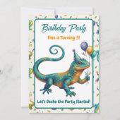 Invitation Lizard Themed Boy's Birthday Party (Devant)