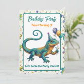 Invitation Lizard Themed Boy's Birthday Party (Debout devant)