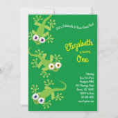 Invitation Lizards Geckos Cute Kids 1ère fête d'anniversaire (Devant)