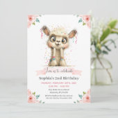 Invitation Llama Alpaca Floral Birthday Party (Debout devant)