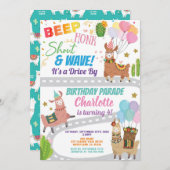 Invitation Llama Alpaca Promenade à travers la Parade de fête (Devant / Derrière)