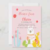 Invitation Llama Amusant Anniversaire rose (Devant)