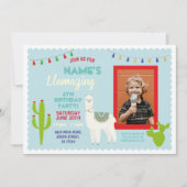 Invitation Llama Anniversaire Fête Tassels Cactus Photo (Devant)