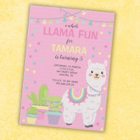llama Anniversaire Invitation, mignonne llama Invi
