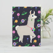 Invitation Llama aux fleurs do-it-yourself blanc (Debout devant)