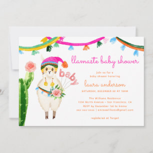 Invitation Llama Baby shower coloré mexicain