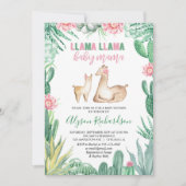 Invitation Llama baby shower fille invitation, bébé maman (Devant)