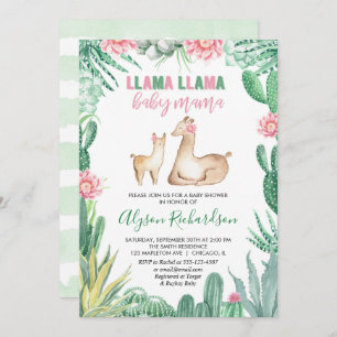 Invitation Llama baby shower fille invitation, bébé maman