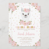Invitation Llama Baby shower flush flush (Devant / Derrière)