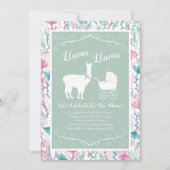 Invitation Llama Baby shower vert mignon Hommes Neutre (Devant)