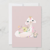 Invitation Llama bébé avec Fleurs blanches et roses Adorable (Dos)