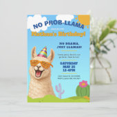 Invitation Llama Birthday Party Invite, No Prob-Llama (Debout devant)