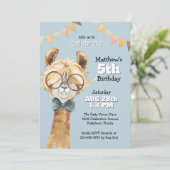 Invitation Llama drôle dans les lunettes Fête d'anniversaire  (Debout devant)