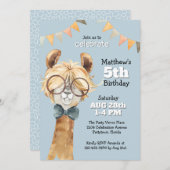 Invitation Llama drôle dans les lunettes Fête d'anniversaire  (Devant / Derrière)
