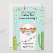 Invitation Llama Fiesta Lunettes de soleil Coeur Anniversaire (Devant)