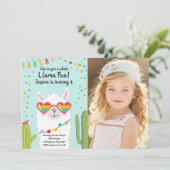 Invitation Llama Fiesta Lunettes de soleil Coeur Anniversaire (Debout devant)