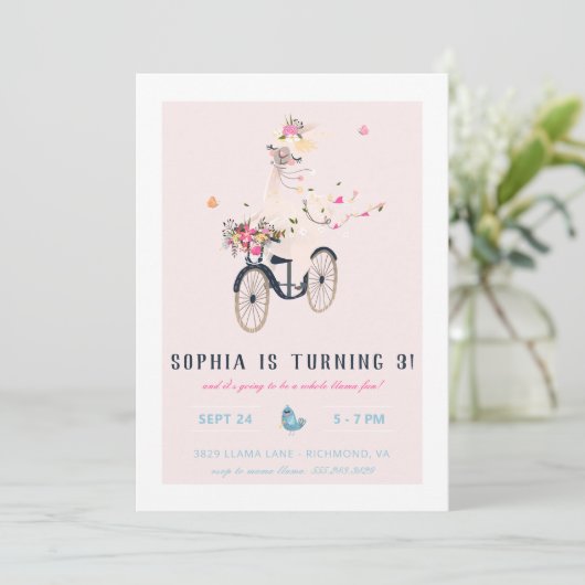 Invitation Llama Fun Anniversaire (Debout devant)