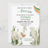 Invitation Llama Fun Anniversaire Fête Fiesta Cactus (Devant)