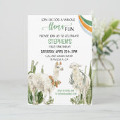 Invitation Llama Fun Anniversaire Fête Fiesta Cactus (Debout devant)