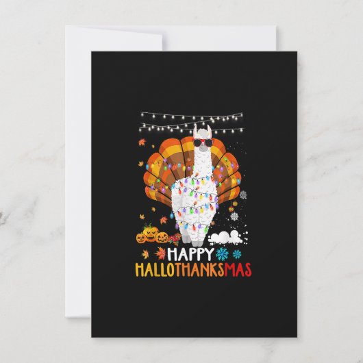Invitation Llama Hallothanksmas Halloween Thanksgiving (Devant)