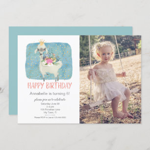 Invitation Llama Love Aquarelle mignonne Photo Anniversaire