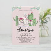 Invitation Llama Love Fiesta Cactus Baby shower mexicain (Debout devant)
