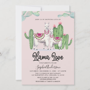 Invitation  Llama Love Fiesta Cactus Baby shower mexicain