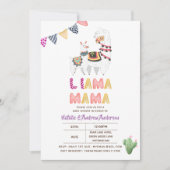 Invitation Llama Mama Baby shower Fiesta Cactus Cute Girls (Devant)