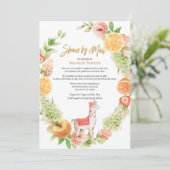 Invitation Llama Mama Baby shower Floral de verdure par Mail (Debout devant)