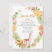 Invitation Llama Mama Baby shower Floral de verdure par Mail (Devant)