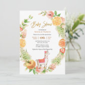 Invitation Llama Mama Citrus Baby shower de verdure fleurie (Debout devant)