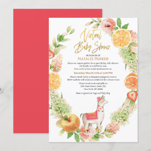 Invitation Llama Mama Floral Verdure Baby shower Virtuel Dans