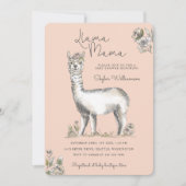 Invitation Llama Mamma Watercolor Llama Sketch Baby shower (Devant)
