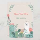 Invitation Llama N'Importe Quel Événement (Devant / Derrière)