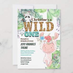 Invitation Llama panda ours mignon ferme jungle sauvage un