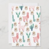 Invitation Llama rose et vert Cactus mignonne Anniversaire de (Dos)
