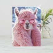 Invitation Llama rose glamour - Icône mode hiver (Debout devant)