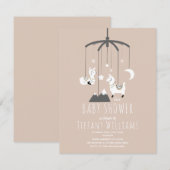 Invitation Llama Stars Baby shower fille rose (Devant / Derrière)