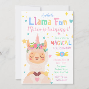 Invitation Llama Unicorn Anniversaire de enfant du Magical Pa