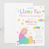 Invitation Llama Unicorn Llamacorn Anniversaire de enfant (Devant / Derrière)