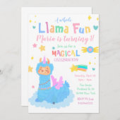 Invitation Llamacorn Fête magique Llama fun Anniversaire (Devant / Derrière)