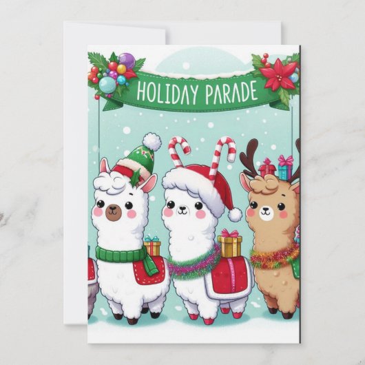 Invitation llamas de Noël (Devant)