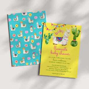 Invitation Llamaste - Llama Baby shower coloré mexicain