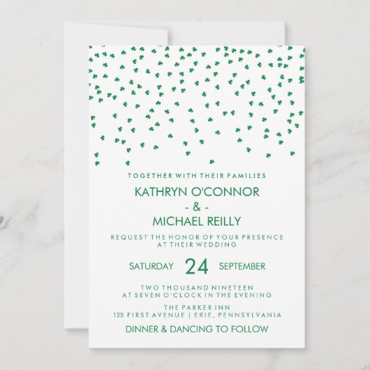 Invitation L'Mariage irlandais Confetti en blanc (Devant)