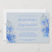 Invitation Lobelia bleu floral blanc gris bleu mariage (Dos)